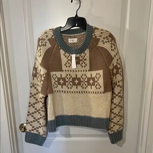 Lou & Grey Brown and Cream Patterned Sweater